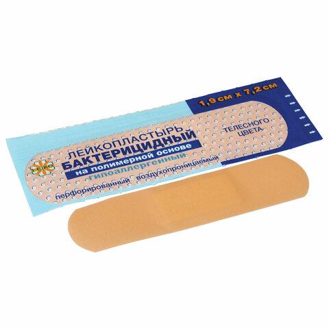 Лейкопластырь бактерицидный комплект 1000 шт., 1,9х7,2 см, LEIKO, на полимерной основе, телесного цвета, 213575